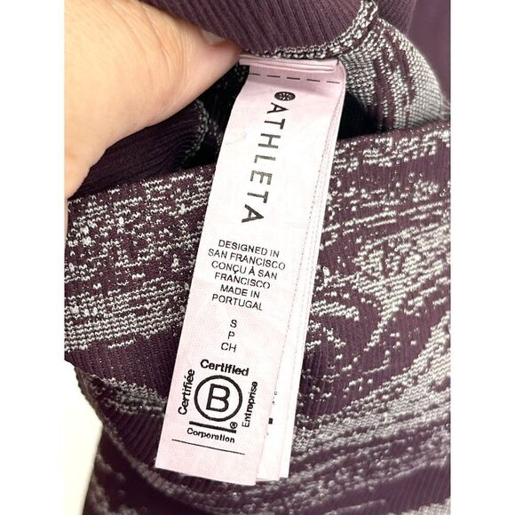 Athleta Womens Small Maroon Silver Metallic Marble Aurora Shine Tight Leggings - Picture 8 of 11